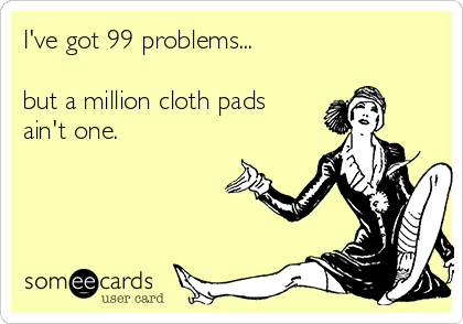 I've got 99 problems...

but a million cloth pads
ain't one.