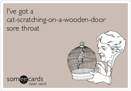 I've got a
cat-scratching-on-a-wooden-door
sore throat