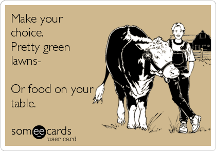 Make your
choice.
Pretty green
lawns-

Or food on your
table.