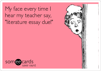 My face every time I
hear my teacher say,
"literature essay due!"