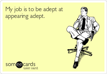 My job is to be adept at
appearing adept.