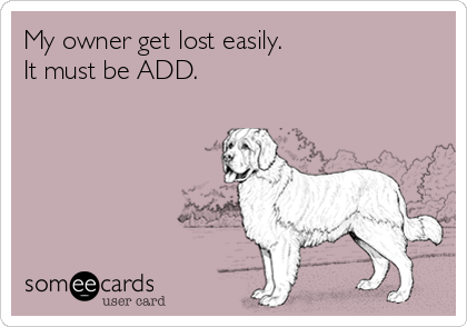 My owner get lost easily.
It must be ADD. 