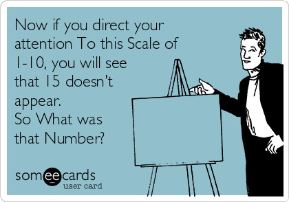 Now if you direct your
attention To this Scale of
1-10, you will see
that 15 doesn't
appear.
So What was 
that Number?