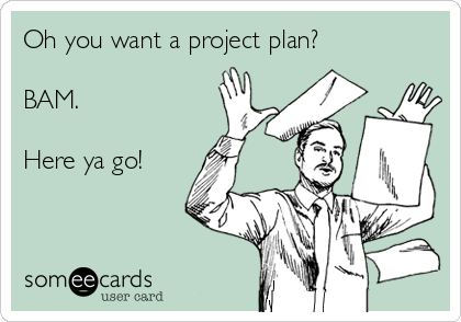 Oh you want a project plan?

BAM. 

Here ya go!