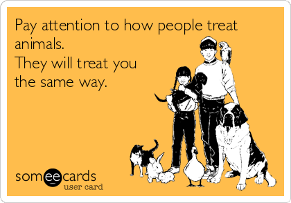 Pay attention to how people treat animals. They will treat you the same  way. | Pets Ecard