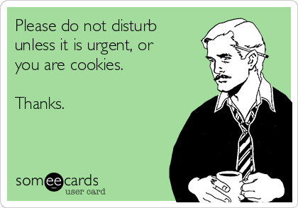 Please do not disturb
unless it is urgent, or
you are cookies.

Thanks.