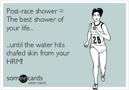 Post-race shower =
The best shower of
your life...

...until the water hits
chafed skin from your
HRM!