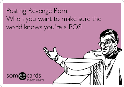 Posting Revenge Porn:
When you want to make sure the
world knows you're a POS!