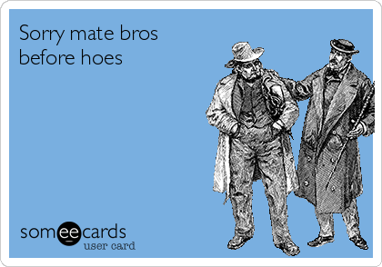 Sorry mate bros
before hoes