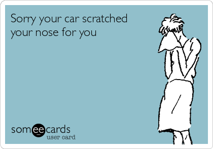 Sorry your car scratched
your nose for you