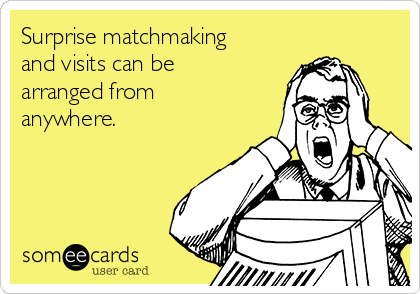 Surprise matchmaking
and visits can be
arranged from
anywhere. 