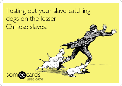 Testing out your slave catching
dogs on the lesser
Chinese slaves. 