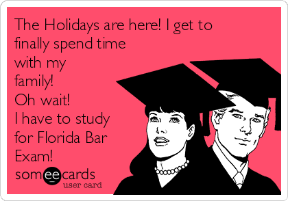 The Holidays are here! I get to
finally spend time
with my
family!             
Oh wait!
I have to study
for Florida Bar
Exam!