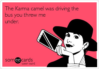 The Karma camel was driving the
bus you threw me
under.