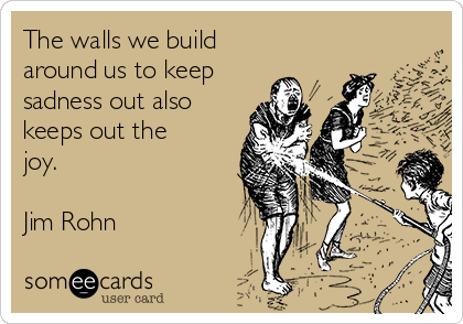 The walls we build
around us to keep
sadness out also
keeps out the
joy.

Jim Rohn
