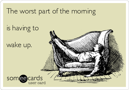 The worst part of the morning

is having to

wake up.
