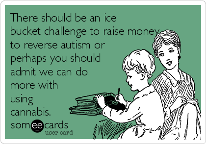 There should be an ice
bucket challenge to raise money
to reverse autism or
perhaps you should
admit we can do
more with
using
cannabis.