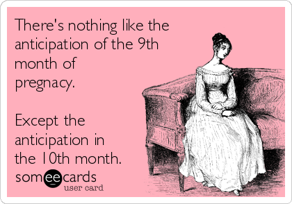There's nothing like the
anticipation of the 9th
month of
pregnacy.

Except the
anticipation in
the 10th month.