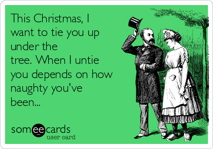 This Christmas, I
want to tie you up
under the
tree. When I untie
you depends on how
naughty you've
been...