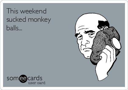 This weekend
sucked monkey
balls... 