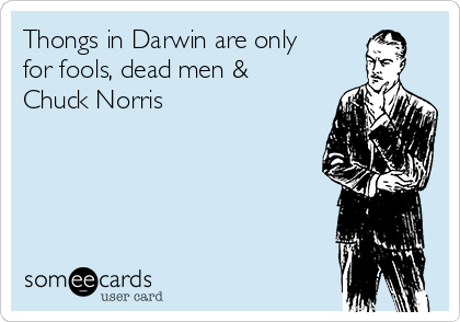 Thongs in Darwin are only
for fools, dead men &
Chuck Norris