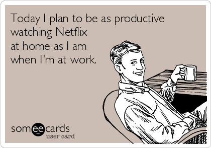 Today I plan to be as productive
watching Netflix
at home as I am
when I'm at work.