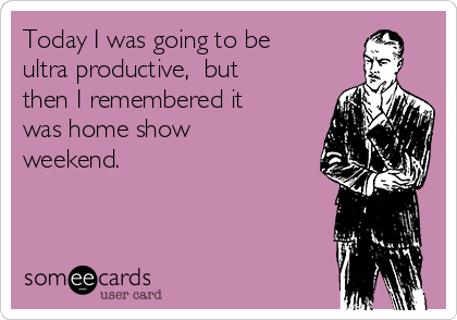 Today I was going to be
ultra productive,  but
then I remembered it
was home show
weekend.