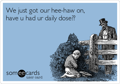 We just got our hee-haw on,
have u had ur daily dose??