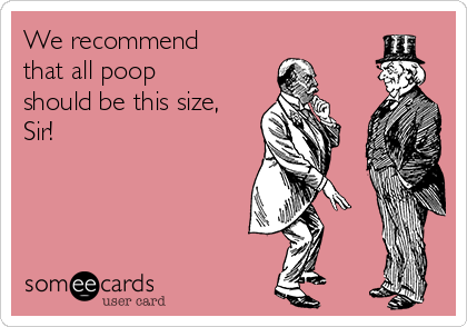 We recommend
that all poop
should be this size,
Sir!
