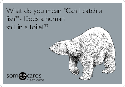 What do you mean "Can I catch a
fish?"- Does a human
shit in a toilet??