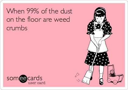 When 99% of the dust
on the floor are weed
crumbs 