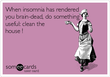 When insomnia has rendered 
you brain-dead, do something 
useful: clean the
house !