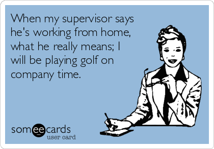 When my supervisor says
he's working from home,
what he really means; I
will be playing golf on
company time. 
