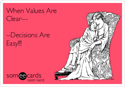 When Values Are
Clear---

--Decisions Are
Easy!!!