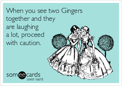 When you see two Gingers
together and they
are laughing
a lot, proceed
with caution.