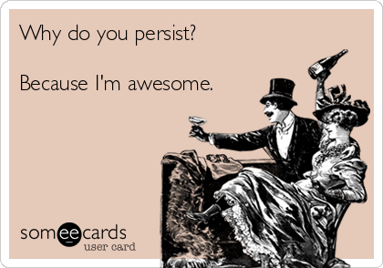 Why do you persist?

Because I'm awesome.