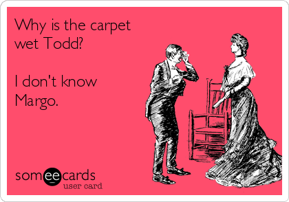 Why is the carpet 
wet Todd?

I don't know
Margo.