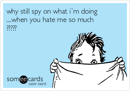 why still spy on what i`m doing
....when you hate me so much
?????