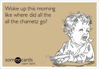 Woke up this morning
like where did all the
all the chametz go?
