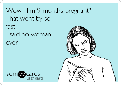 Wow!  I'm 9 months pregnant?
That went by so
fast! 
...said no woman
ever