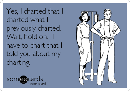 Yes, I charted that I
charted what I
previously charted. 
Wait, hold on.  I
have to chart that I
told you about my
charting.