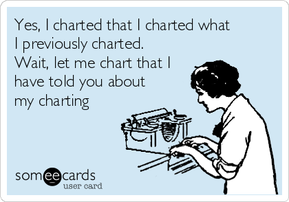 Yes, I charted that I charted what
I previously charted.
Wait, let me chart that I
have told you about
my charting