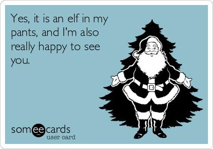 Yes, it is an elf in my
pants, and I'm also
really happy to see
you. 