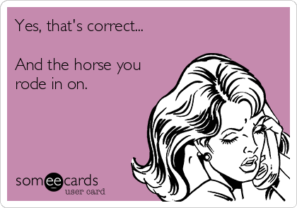 Yes, that's correct...

And the horse you
rode in on.