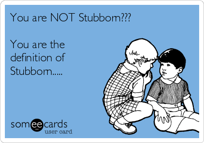 You are NOT Stubborn??? You are the definition of Stubborn