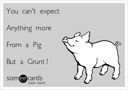 You  can't  expect 

Anything  more 

From  a  Pig

But  a  Grunt ! 

