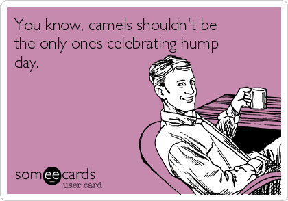 You know, camels shouldn't be
the only ones celebrating hump
day.