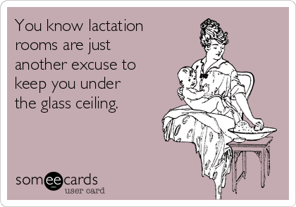 You know lactation
rooms are just
another excuse to
keep you under
the glass ceiling.