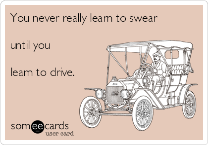 You never really learn to swear

until you

learn to drive.