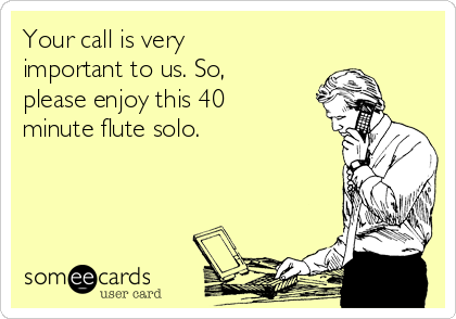 Your call is very
important to us. So,
please enjoy this 40
minute flute solo.